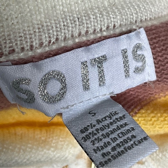 So It Is Striped Cardigan Pearl Buttons Lace Lined Collar Size S - Picture 7 of 11